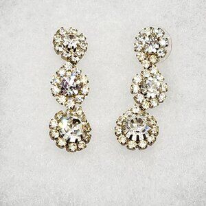 Stunning Clear Rhinestone Cluster Drop Statement Bridal Earrings